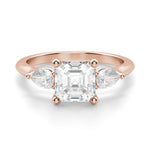 Load image into Gallery viewer, Pear Side Stone Classic Asscher Cut 0.50 Ct Engagement Ring Moissanite
