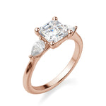 Load image into Gallery viewer, Pear Side Stone Classic Asscher Cut 0.50 Ct Engagement Ring Moissanite
