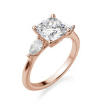 Load image into Gallery viewer, Pear Side Stone Classic Cushion Cut 1.00 Ct Center Engagement Ring Moissanite
