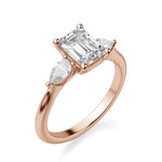 Load image into Gallery viewer, Pear Side Stone Classic Emerald Cut 1.00 Ct Center Engagement Ring
