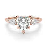 Load image into Gallery viewer, Pear Side Stone Classic Heart Cut 2.00 Ct Center Engagement Ring Moissanite
