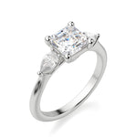 Load image into Gallery viewer, Pear Side Stone Classic Asscher Cut 0.50 Ct Engagement Ring Moissanite
