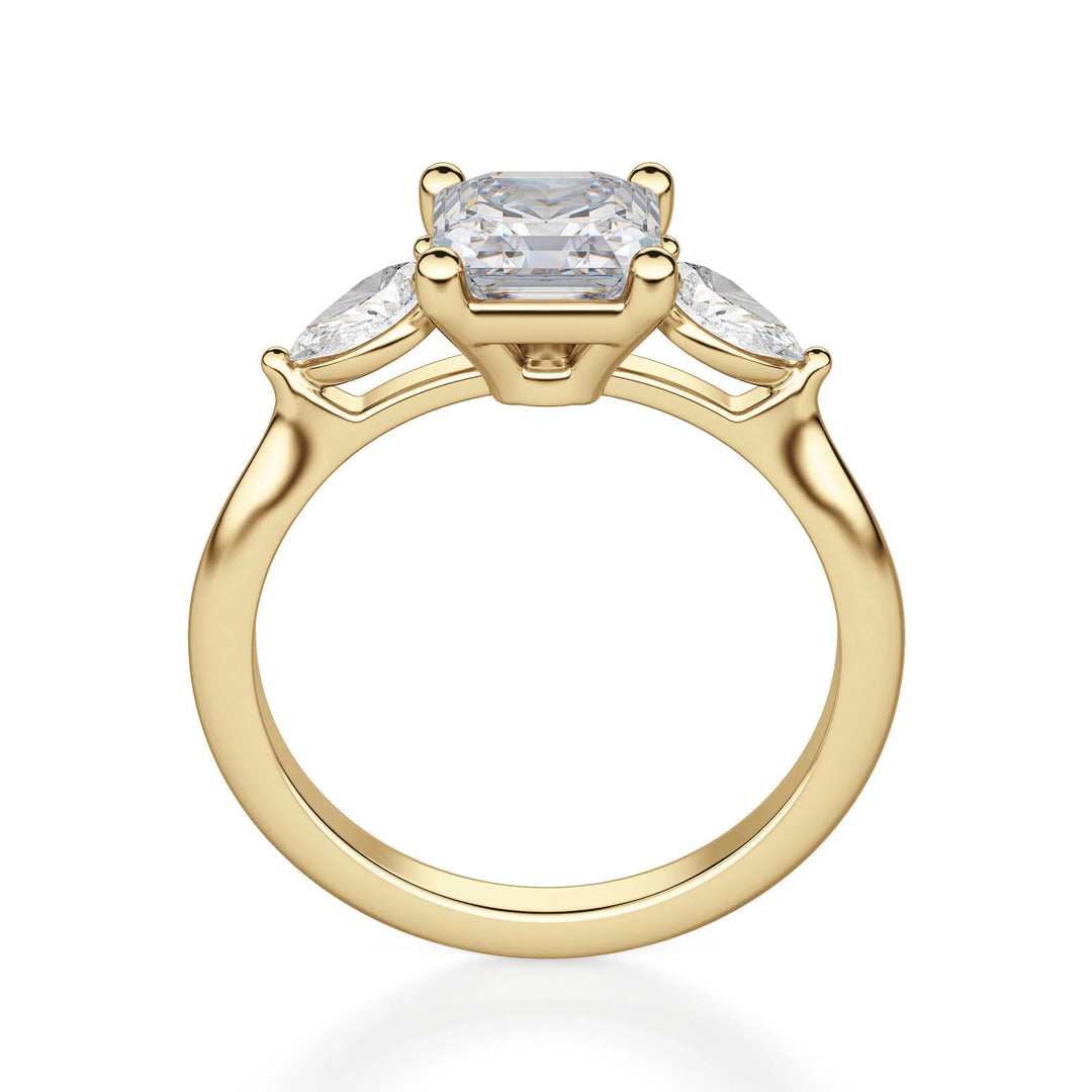 Pear Side Stone Classic Asscher Cut 0.50 Ct Engagement Ring Moissanite