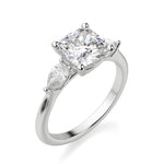 Load image into Gallery viewer, Pear Side Stone Classic Cushion Cut 1.00 Ct Center Engagement Ring Moissanite
