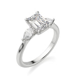 Load image into Gallery viewer, Pear Side Stone Classic Emerald Cut 1.00 Ct Center Engagement Ring
