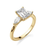 Load image into Gallery viewer, Pear Side Stone Classic Emerald Cut 1.00 Ct Center Engagement Ring
