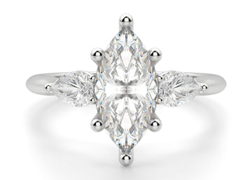 Pear Side Stone Classic Marquise Cut 1.00 Ct Center Engagement Ring