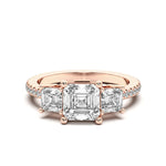 Load image into Gallery viewer, Three Stone Accented Asscher Cut 2.00 Ct Center Engagement Ring Moissanite
