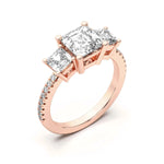 Load image into Gallery viewer, Three Stone Accented Asscher Cut 2.00 Ct Center Engagement Ring Moissanite
