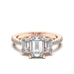 Load image into Gallery viewer, Three Stone Accented Emerald Cut 1.00 Ct Center Engagement Ring
