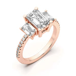 Load image into Gallery viewer, Three Stone Accented Emerald Cut 1.00 Ct Center Engagement Ring
