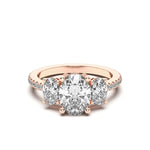 Load image into Gallery viewer, Three Stone Accented Oval Cut 1.00 Ct Center Engagement Ring Moissanite
