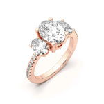 Load image into Gallery viewer, Three Stone Accented Oval Cut 1.00 Ct Center Engagement Ring Moissanite
