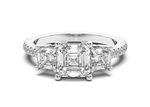 Load image into Gallery viewer, Three Stone Accented Asscher Cut 2.00 Ct Center Engagement Ring Moissanite
