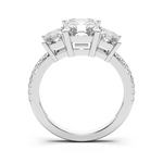 Load image into Gallery viewer, Three Stone Accented Asscher Cut 2.00 Ct Center Engagement Ring Moissanite
