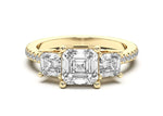 Load image into Gallery viewer, Three Stone Accented Asscher Cut 2.00 Ct Center Engagement Ring Moissanite
