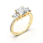 Load image into Gallery viewer, Three Stone Accented Asscher Cut 2.00 Ct Center Engagement Ring Moissanite
