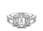 Load image into Gallery viewer, Three Stone Accented Emerald Cut 1.00 Ct Center Engagement Ring
