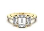 Load image into Gallery viewer, Three Stone Accented Emerald Cut 1.00 Ct Center Engagement Ring
