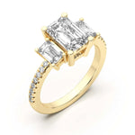 Load image into Gallery viewer, Three Stone Accented Emerald Cut 1.00 Ct Center Engagement Ring
