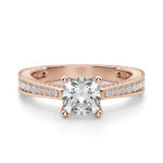 Load image into Gallery viewer, Sage Accented Cushion Cut 1.00 Ct Center Engagement Ring Moissanite
