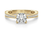 Load image into Gallery viewer, Sage Accented Cushion Cut 1.00 Ct Center Engagement Ring Moissanite
