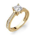 Load image into Gallery viewer, Sage Accented Cushion Cut 1.00 Ct Center Engagement Ring Moissanite
