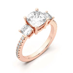 Load image into Gallery viewer, Three Stone Accented Cushion Cut 2.00 Ct Center Engagement Ring Moissanite
