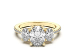 Load image into Gallery viewer, Three Stone Accented Oval Cut 1.00 Ct Center Engagement Ring Moissanite
