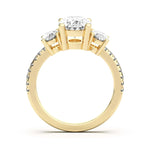 Load image into Gallery viewer, Three Stone Accented Oval Cut 1.00 Ct Center Engagement Ring Moissanite
