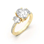 Load image into Gallery viewer, Three Stone Accented Oval Cut 1.00 Ct Center Engagement Ring Moissanite
