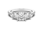 Load image into Gallery viewer, Three Stone Accented Cushion Cut 2.00 Ct Center Engagement Ring Moissanite
