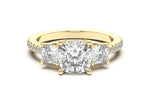 Load image into Gallery viewer, Three Stone Accented Cushion Cut 2.00 Ct Center Engagement Ring Moissanite
