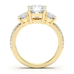 Load image into Gallery viewer, Three Stone Accented Cushion Cut 2.00 Ct Center Engagement Ring Moissanite
