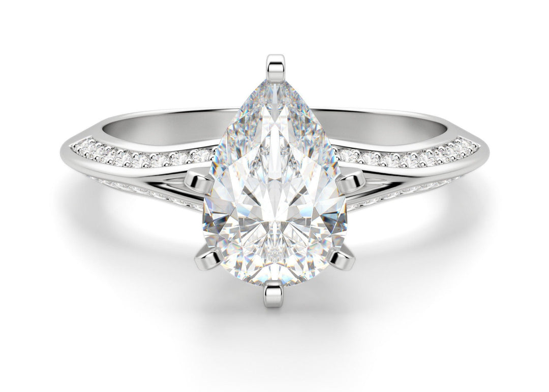 Irene Pear Cut 2.00 Ct Center Engagement Ring Moissanite