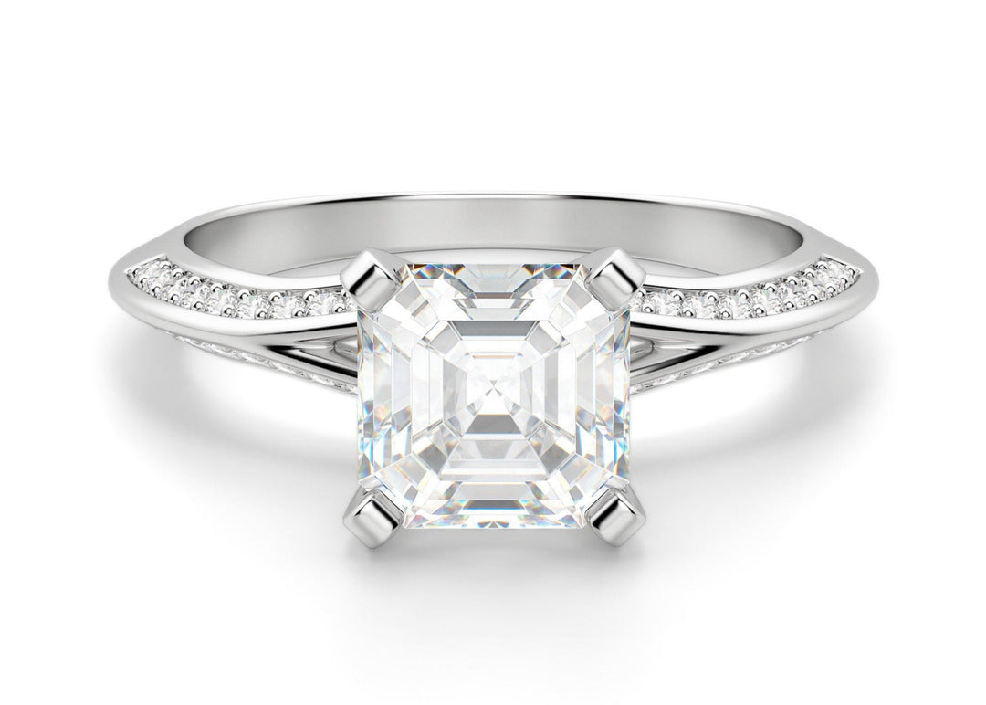 Irene Asscher Cut 1.00 Ct Center Engagement Ring Moissanite