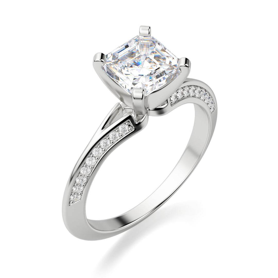 Irene Asscher Cut 1.00 Ct Center Engagement Ring Moissanite