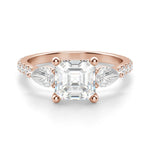 Load image into Gallery viewer, Pear Side Stone Accented Asscher Cut 1.00 Ct Engagement Ring Moissanite
