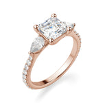 Load image into Gallery viewer, Pear Side Stone Accented Asscher Cut 1.00 Ct Engagement Ring Moissanite
