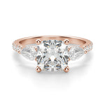 Load image into Gallery viewer, Pear Side Stone Accented Cushion Cut 0.50 Ct Center Engagement Ring Moissanite
