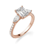 Load image into Gallery viewer, Pear Side Stone Accented Emerald Cut 1.00 Ct Center Engagement Ring Moissanite
