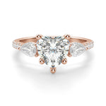 Load image into Gallery viewer, Pear Side Stone Accented Heart Cut 1.00 Ct Center Engagement Ring Moissanite
