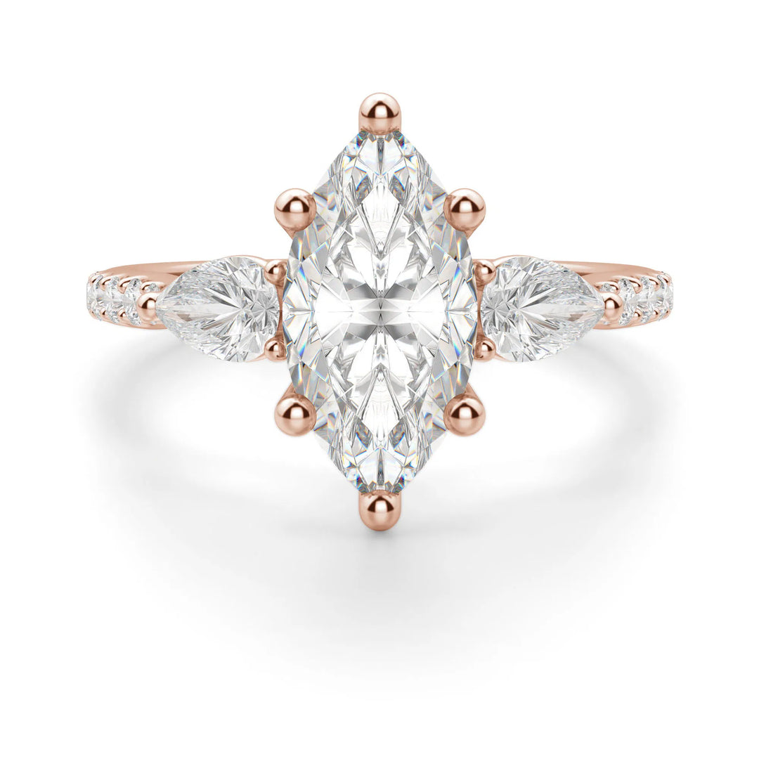 Pear Side Stone Accented Marquise Cut 1.50 Ct Center Engagement Ring