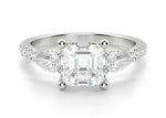 Load image into Gallery viewer, Pear Side Stone Accented Asscher Cut 1.00 Ct Engagement Ring Moissanite
