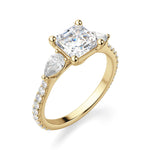 Load image into Gallery viewer, Pear Side Stone Accented Asscher Cut 1.00 Ct Engagement Ring Moissanite
