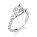 Load image into Gallery viewer, Pear Side Stone Accented Cushion Cut 0.50 Ct Center Engagement Ring Moissanite
