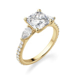 Load image into Gallery viewer, Pear Side Stone Accented Cushion Cut 0.50 Ct Center Engagement Ring Moissanite
