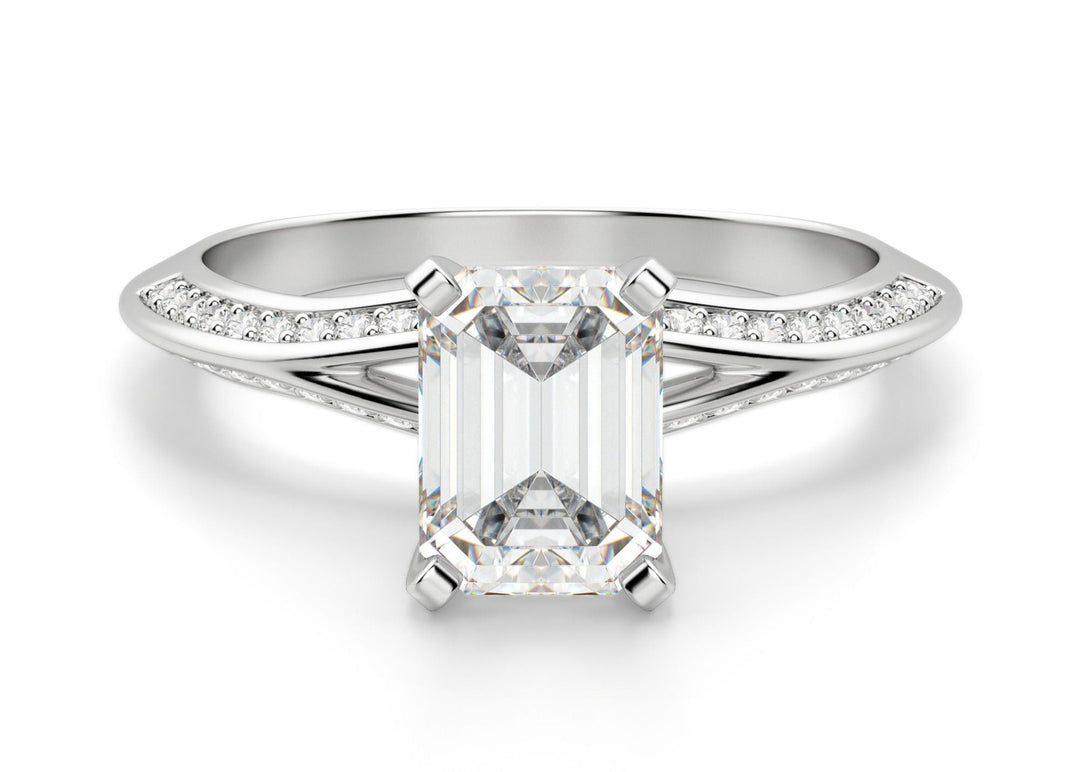 Irene Emerald Cut 0.60 Ct Center Engagement Ring Moissanite