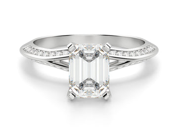 Irene Emerald Cut 0.60 Ct Center Engagement Ring Moissanite