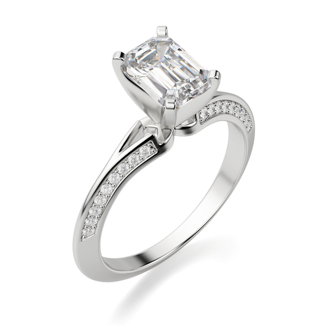 Irene Emerald Cut 0.60 Ct Center Engagement Ring Moissanite